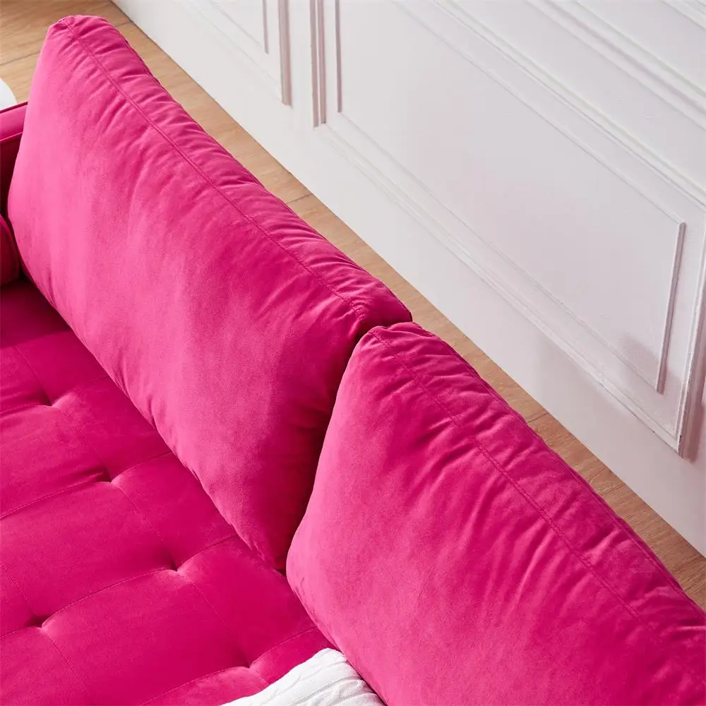 

Easy To Install and Ample Space and Soft Solid Wood and Smooth and Mid-century Modern Velvet Fabric Bench Combination Red Sofa