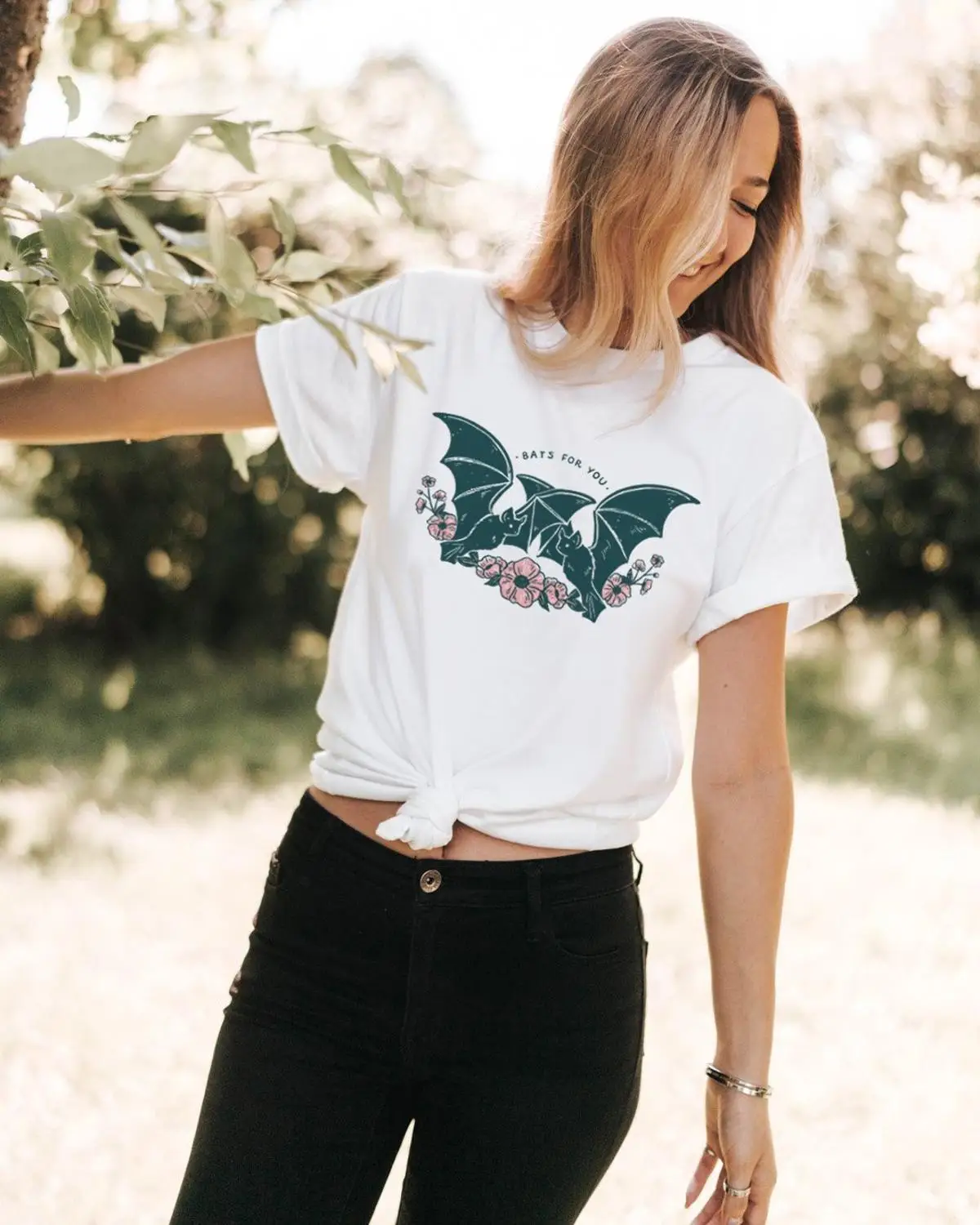 

BATS FOR YOU Protact the bats Graphic T-Shirt Funny O-Neck Casual Grunge Tee Bats Colored 100% Cotton Hipster Tops
