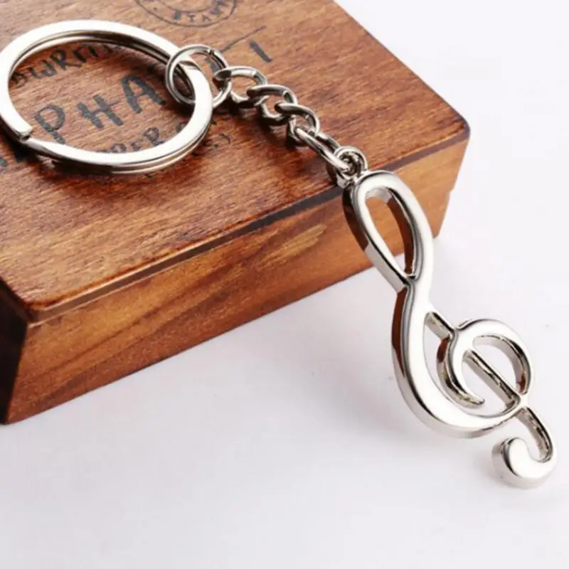

New key chain key ring silver plated musical note keychain for car metal music symbol key chains LX7632