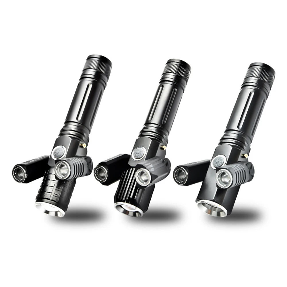 Деформируемый светодиодный фонарик супер яркий три факел 1T6 + 2XPE масштабируемый 4