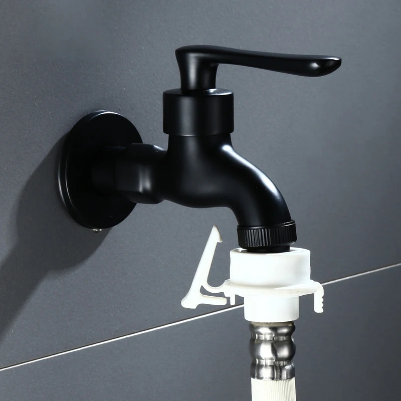 Черный латунный настенный кран для ванной комнаты угловой смеситель стиральной