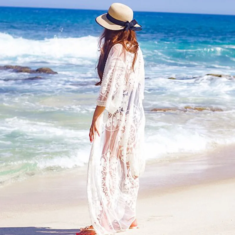 Сексуальное женское бикини накидка Пляжное платье купальник кружевная пляжная