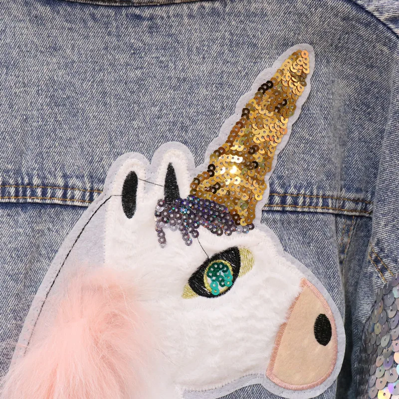 

2021 Spring Fall Women New Korean Style Short Denim Jacket Ladies Fashion Loose Sequined Embroidered Hong Kong Style Jeans Coat