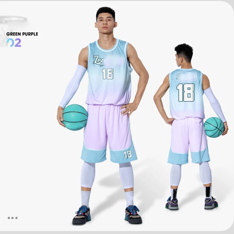 

Gradient Color Basketball Match Jersey Play Streetball Game Uniform Sportwear Training Clothes Set Group Suit Team Large Size