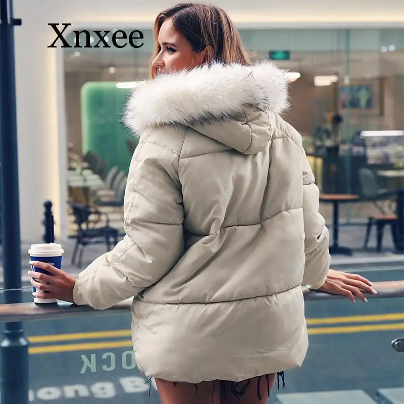 Пуховик женский зимний на молнии повседневная куртка с длинным рукавом и меховым