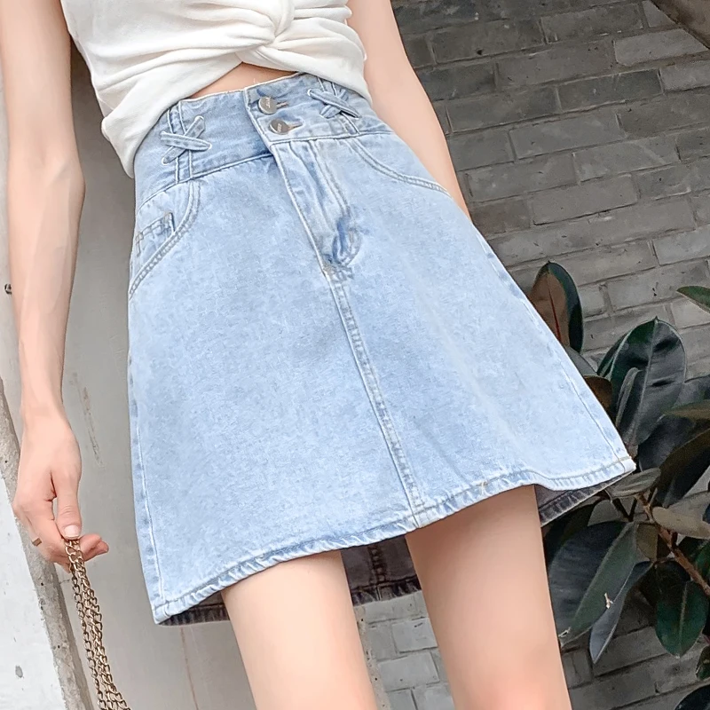 

Irregular Denim Mini Plus Size Oversized Korean Fashion High-Waisted Vintage Summer Women'S Clothing Skirt Vetement Femme 2021