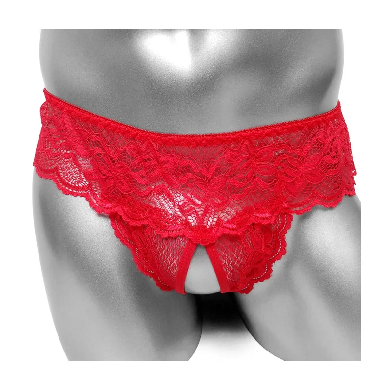 

Lace Ruffles Sissy Thong Lingerie Panties Open Crotch Sexy Men G String Underwear Sissy Gay Panties See Through Male Underpants
