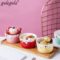 2pcs Nordic Kitchen Small Cake Pudding Mold Baking Mini Baking Bowl Oven Special Ceramic High Temperature Resistant Appliances