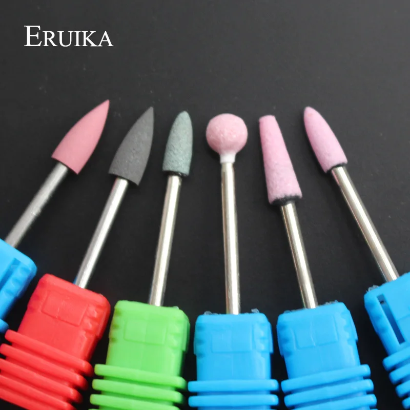 ERUIKA 6 шт. керамический камень силиконовая фреза для ногтей электрические сверла