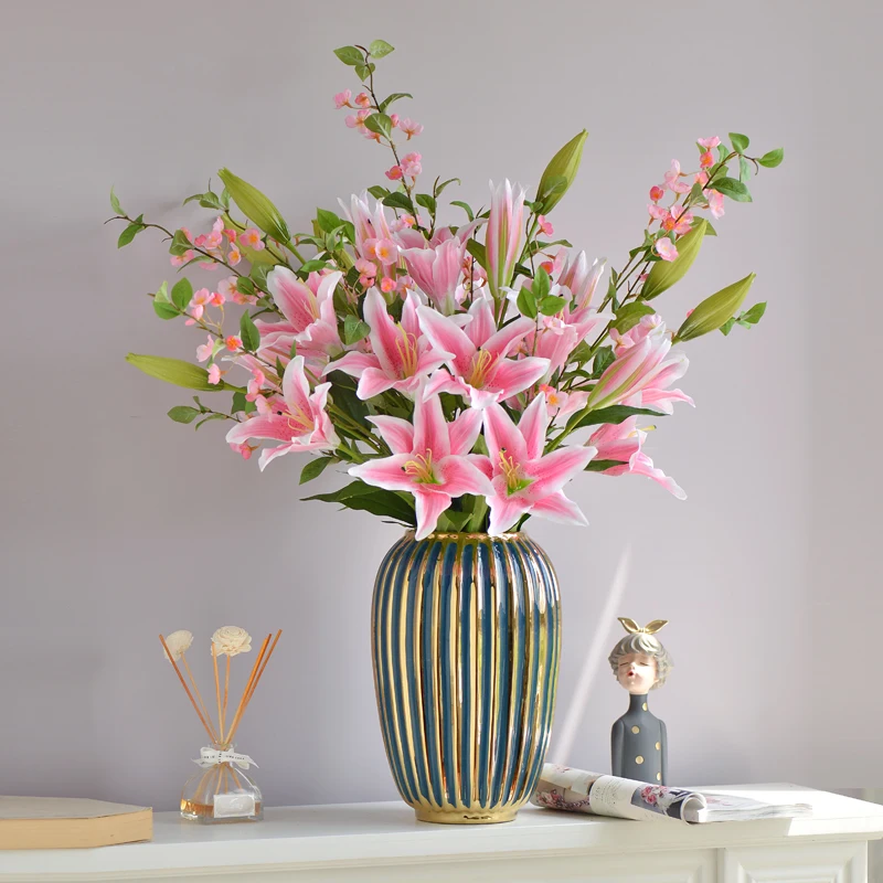 

Home Decor Artificial Lily Simulation Flowers Christmas Wedding Decoration Room Indoor Tabletop Ornaments Creative Nordic Gifts