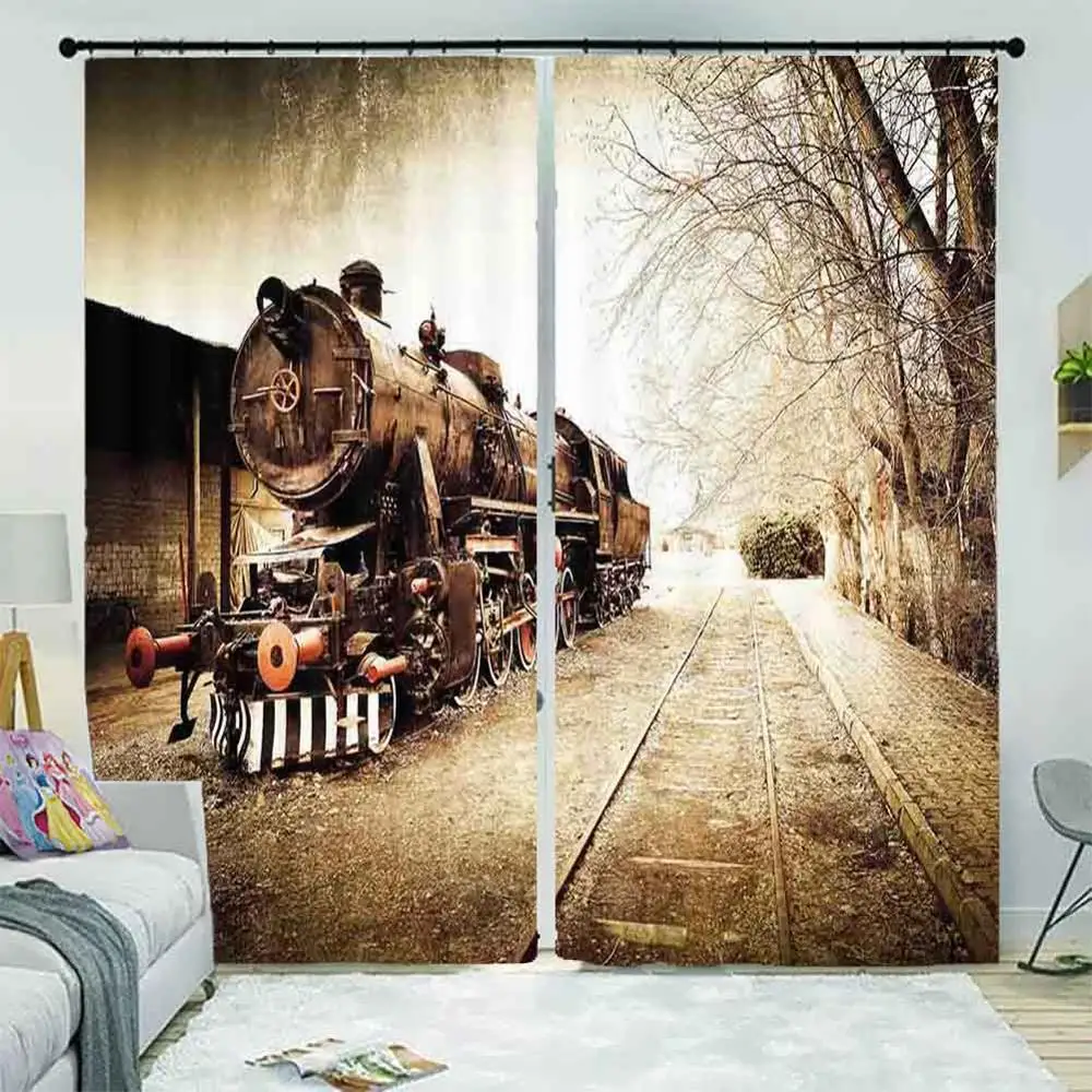 3D занавеска на окна с принтом поезда для гостиной спальни в современном стиле |