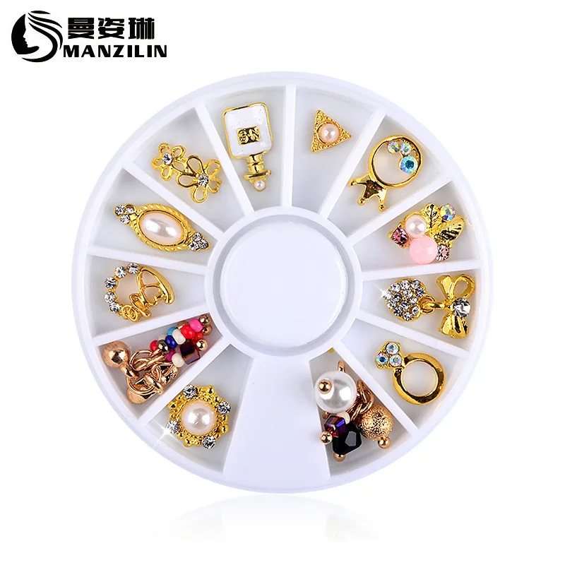 Hot nail wheel accessories wholesale jewelry metal alloy disc 12 bowknot pearl | Красота и здоровье