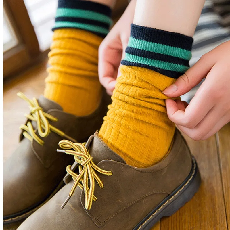 

Breathable Spring Women Striped Socks Womens Fashion Simple Sock Females High Cut Ankle Socks Students Female Girls