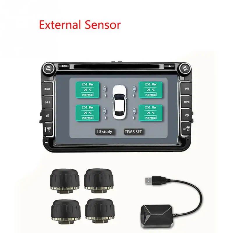 External Sensor USB TPMS легко установить инструмент в режиме реального времени дисплей Сенсор Автоматическая сигнализация универсальный для Android цифровой модуль контроля давления в шинах - Название цвета: External Sensor