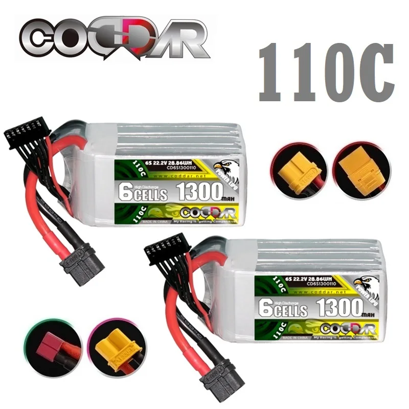 

1/2/3/4/5pcs 110C 6S RC Racing CAR Battery CODDAR 22.2v 1300mAh LiPo Battery For RC Quadcopter Helicopter Boat Drone Spare Parts