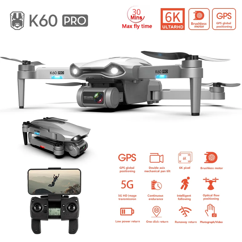 Беспилотный летательный аппарат K60 Pro GPS 6K 5G HD Камера Системы бесщеточный