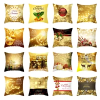 golden christmas decor cushion cover home party xmas elk bells balls ornament pillow case new year star snowflake pillow covers