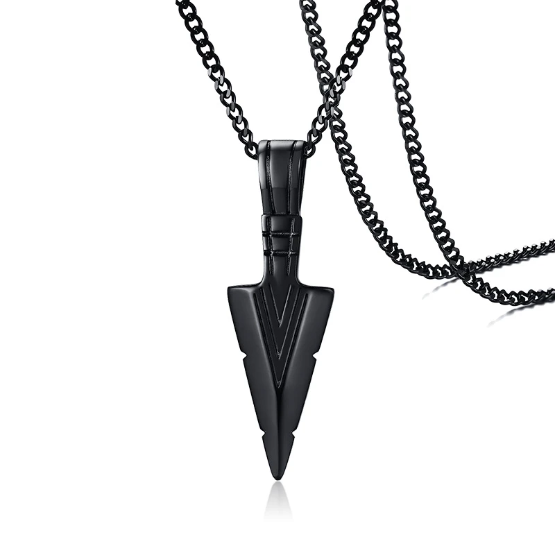 Black 24 chain Vnox Mens Cool Vintage Arrow Pendant Necklace Multi-Color Stainless Steel Male Rock Punk Gifts Jewelry - Окраска металла: Black 24 chain