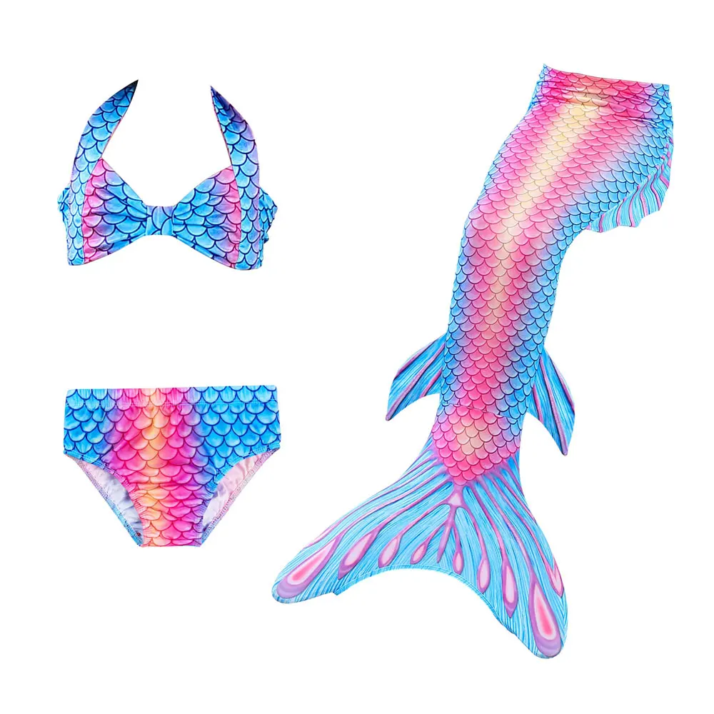 3pcs Mermaid Set 3 Одежда для девочек в стиле аниме «рыбка»; одежда для косплея «Принцесса Ариэль»; детская одежда «хвост русалки» для плавания; костюм и ласты - Цвет: 3pcs Mermaid Set 3