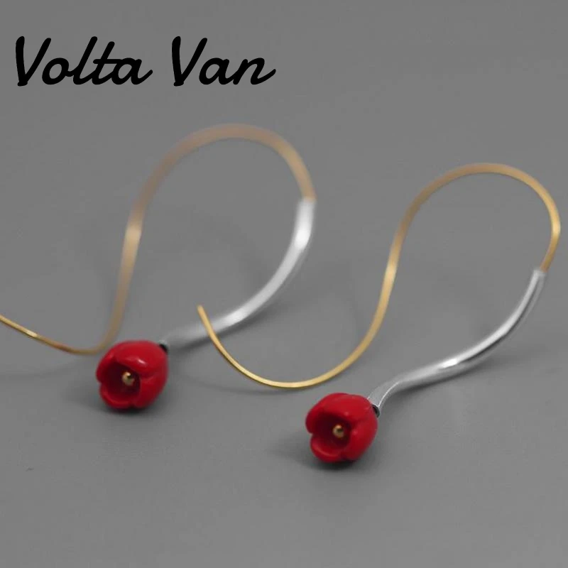 

Volta Van Drop Earrings 925 Sterling Silver 2022 New Elegant Pendientes Plata Flower Handmade Concise Women Trendy Earrings