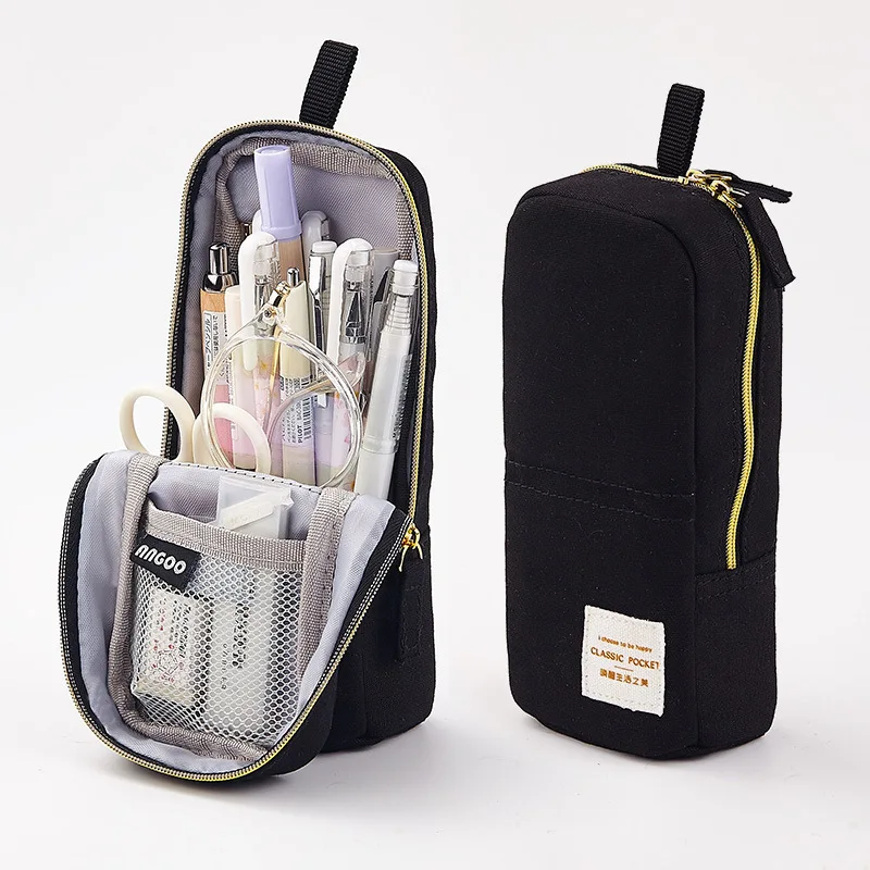 

Korean Pencil Case Bag Canvas Large Capacity Multi-function Retro Literary Style Mobile Phone Holder Pen Storage Stationery