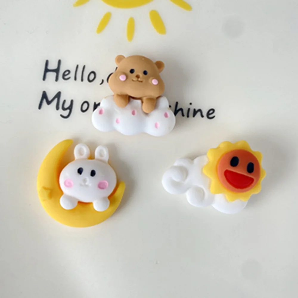 

10Pcs Cartoon Moon Rabbit Cloud Bear Flatback Resin Cabochon for Hair Bows Accessories DIY Handmade Scrapbooking Fit Phone Decor