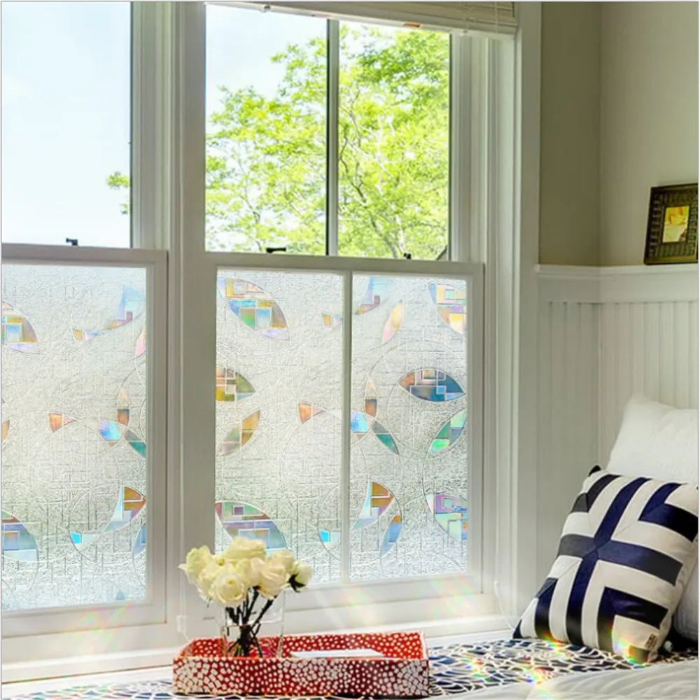 

Privacy Window Film,No Glue 3D Static Decoration Glass Vinyl Self-adhesive Film,Anti-UV Window Stickers for Home Decor