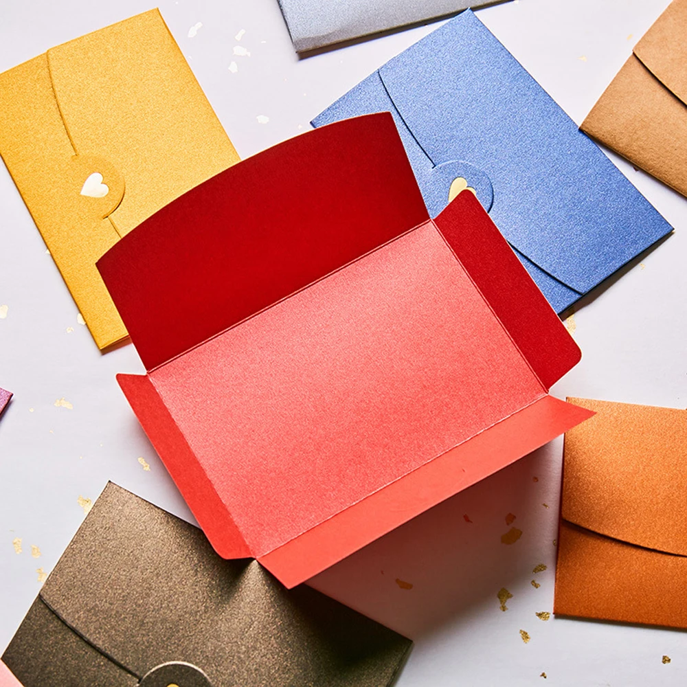 

10 Sheets/Batch of 10.5*7CM Small Greeting Card Envelope Hot Stamping Love Pearl Paper High-end Mini Envelope Customization