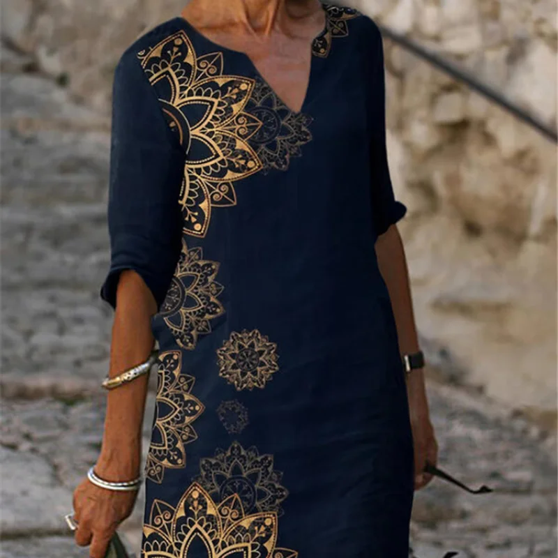 

Модное Повседневное платье, свободное платье большого размера, темпераментное платье с рукавом средней длины