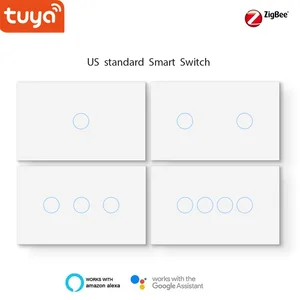Tuya Smart Zigbee сенсорный настенный выключатель, Беспроводной нам 118*72 мм 1234 банды, Compatialbe с Alexa и Google Home