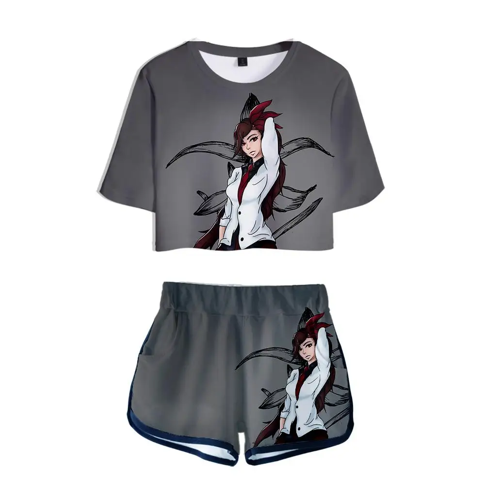 

Anime Kpop Women Sweatshirt Women Two Piece Set Crop Top + Shorts Streetwear Summer Short Sleeve 3D Tower of God Print