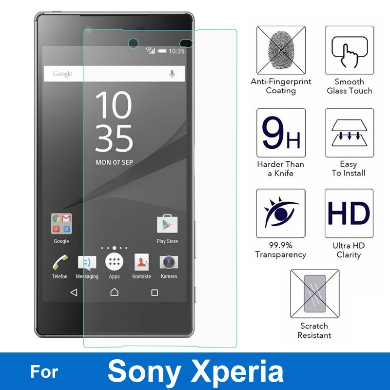 

Защитное стекло 9H для телефона, Передняя пленка для Sony XA XA1 XA2 Plus, ультразакаленное стекло для Sony Xperia X Compact Performance