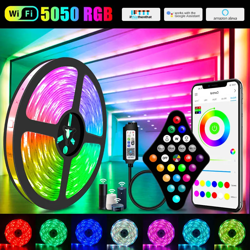 

Светодиодная лента RGB 5050 2835 с Wi-Fi и Bluetooth, 5-30 м