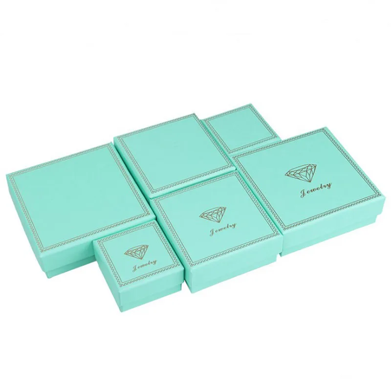 Светло голубые подарочные упаковочные коробки для ювелирных изделий квадратные