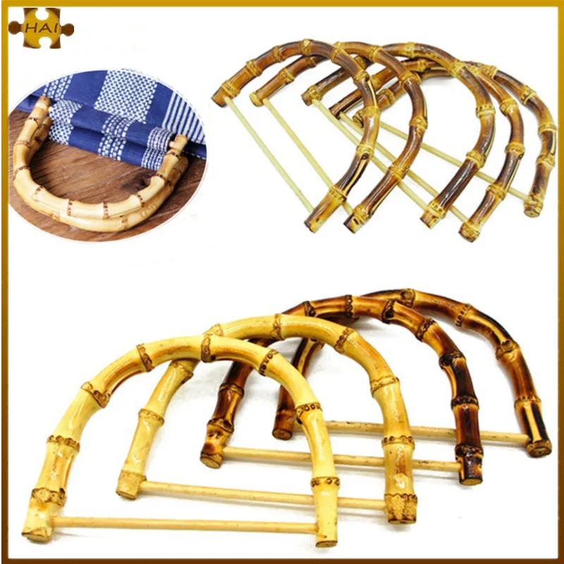 

D Shape Wood Bamboo Bags Handles For DIY Handmade Tote Handle Purse Frame Environmental Bag Accessories 13x9.5cm