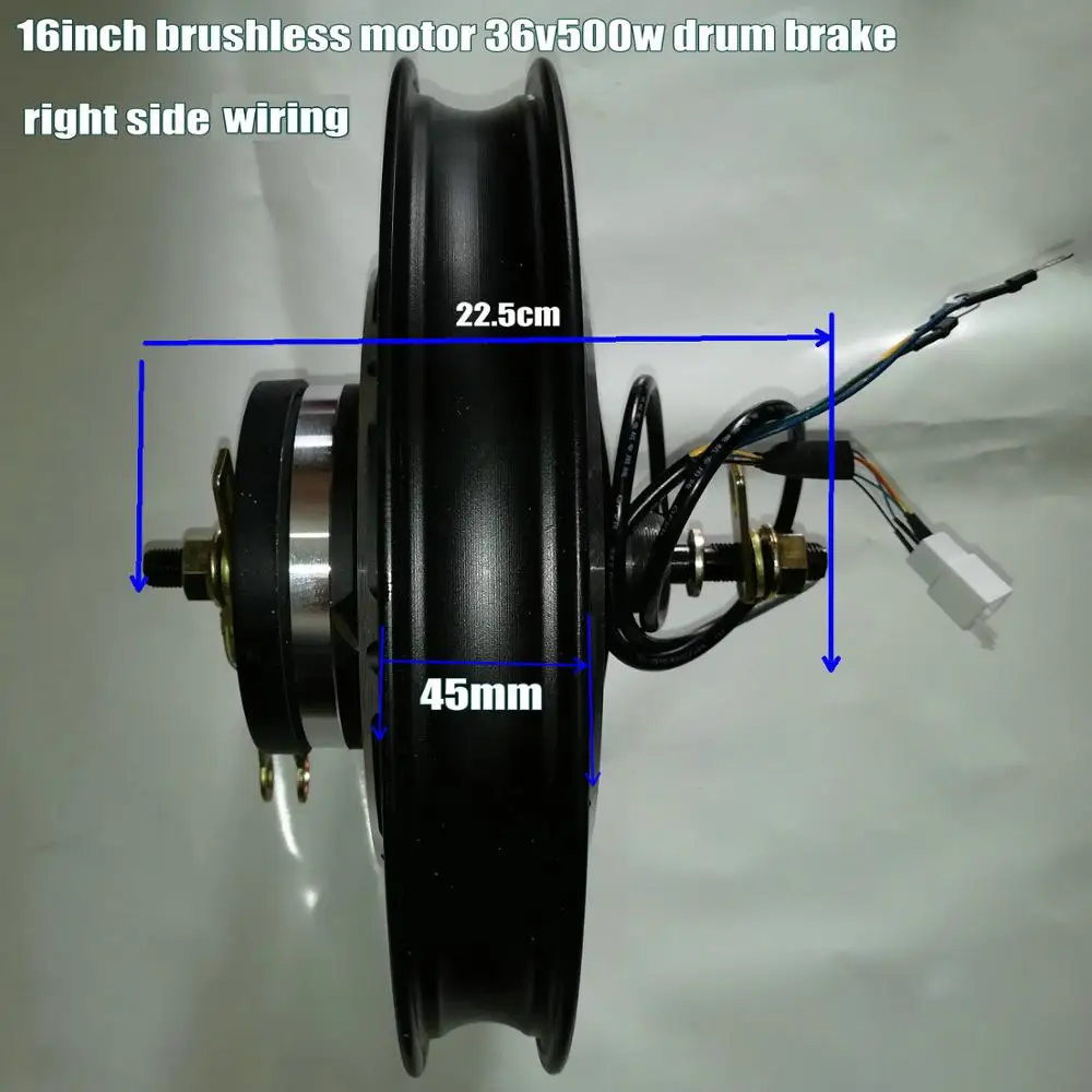 16 дюймов BLDC Концентратор мотор без редуктора с датчиком Холла 36V48V60v500w барабан/диск/расширительный тормоз для электрического скутера ebike трехколесный велосипед ATV