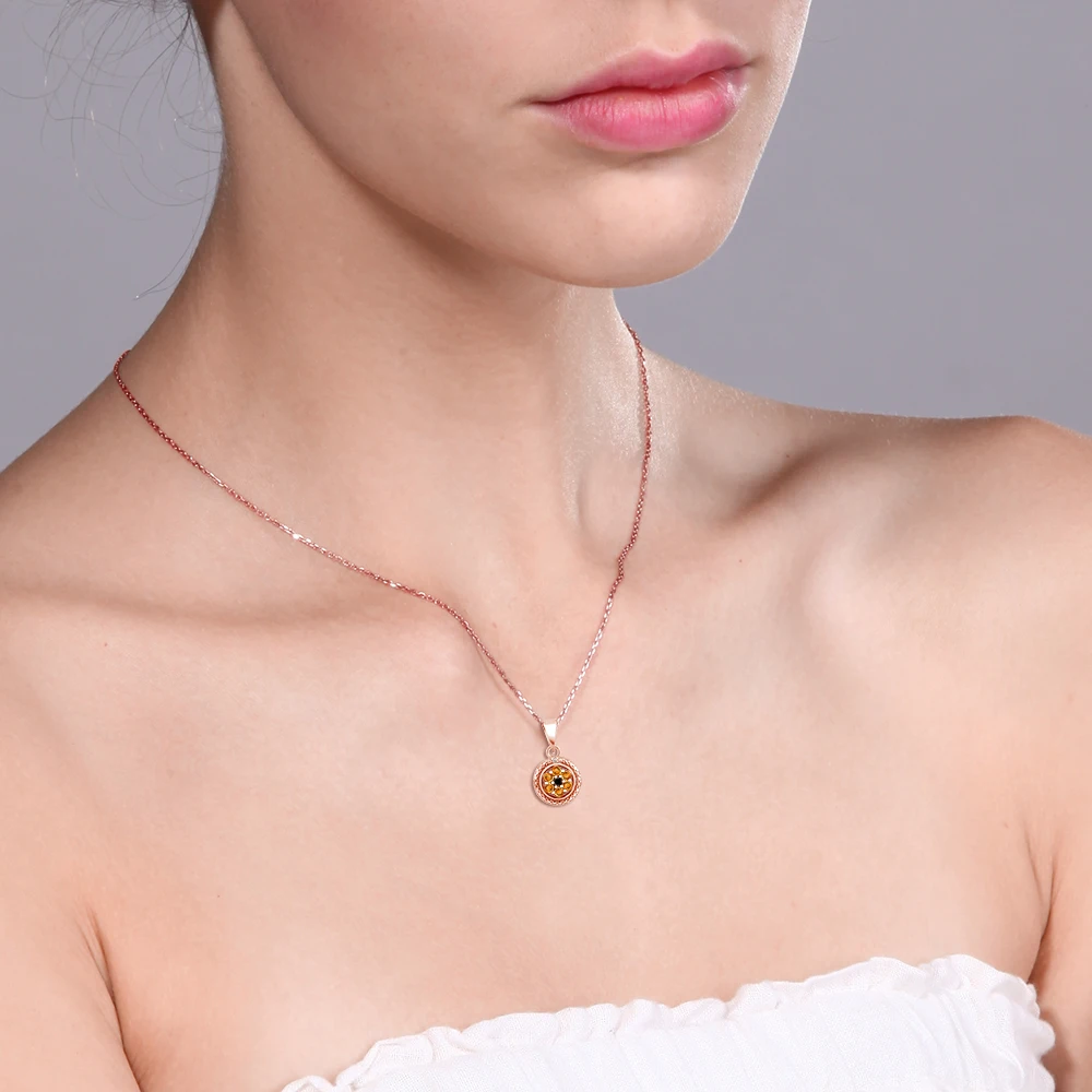 GemStoneKing 925 пробы Серебряное женское ожерелье с подвеской желтый сапфир черным и