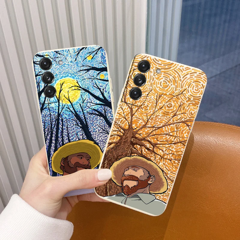 

Literary Oil Painting Soft Case For Samsung Galaxy S21 S20 FE S10 S9 Ultra Plus S10e Note 20 ultra 10 9 Plus Liquid Phone Cover