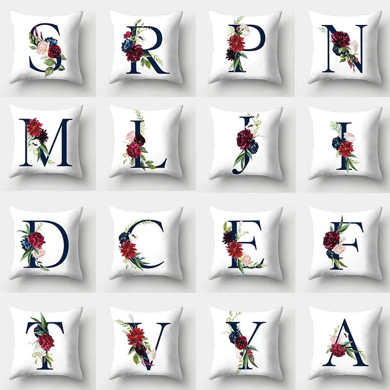 

Letter Decorative Cushion Cover45x45 Pillow Covers Blue Red Floral Decorative Throw Pillow Sofa Cushions Home Decor Pillowcase
