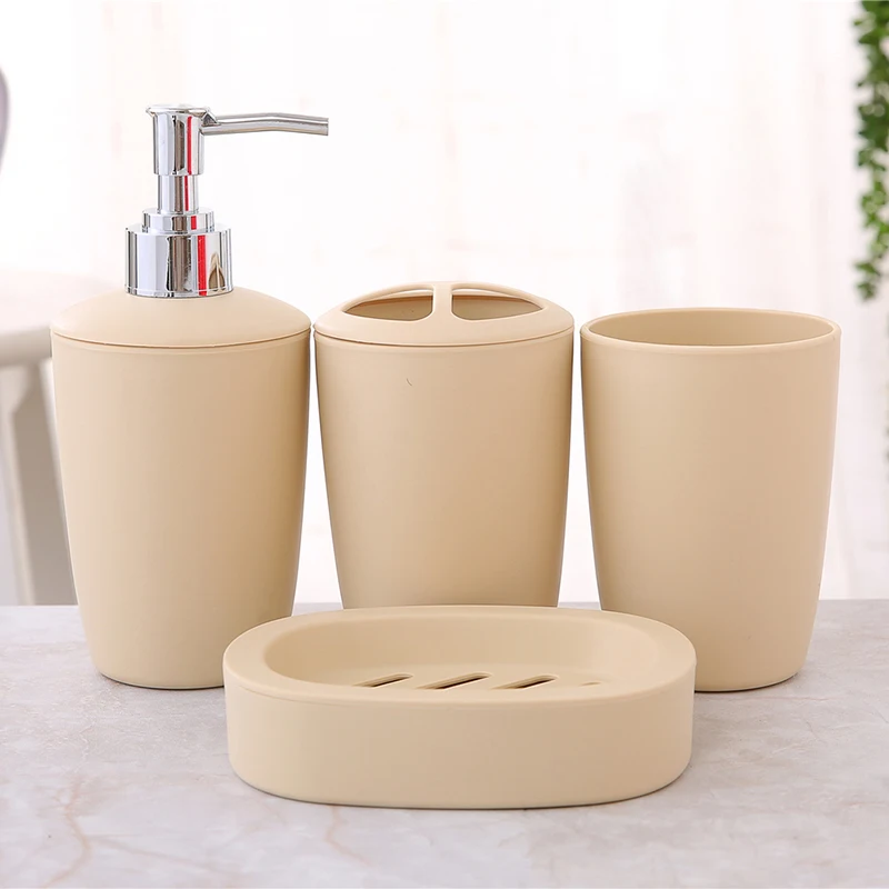 bathroom accessories set 4pcs soap dispenser bottle dish washroom toothbrush holder cup suit home decoration free global shipping