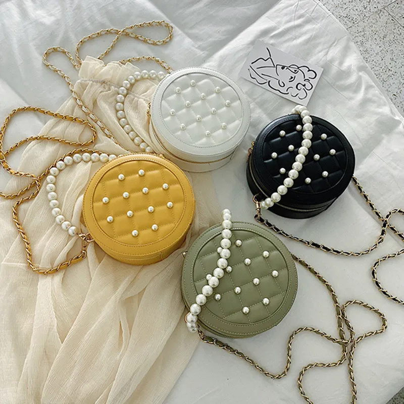 Круглая дамская сумочка из искусственной кожи высокого качества мессенджер