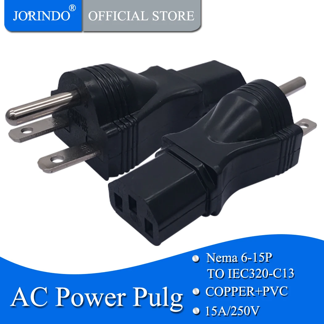Jorinдо US к IEC 320 C13 Женский адаптер питания, NEMA 6-15P к c13