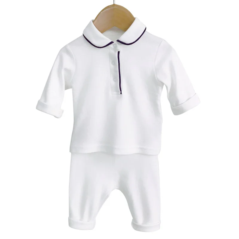 Baby Boys Bottoming Shirt Trousers Sets Cotton Infant Toddler Underwear Sets Casual Spring Autumn Long Johns White Outfits New