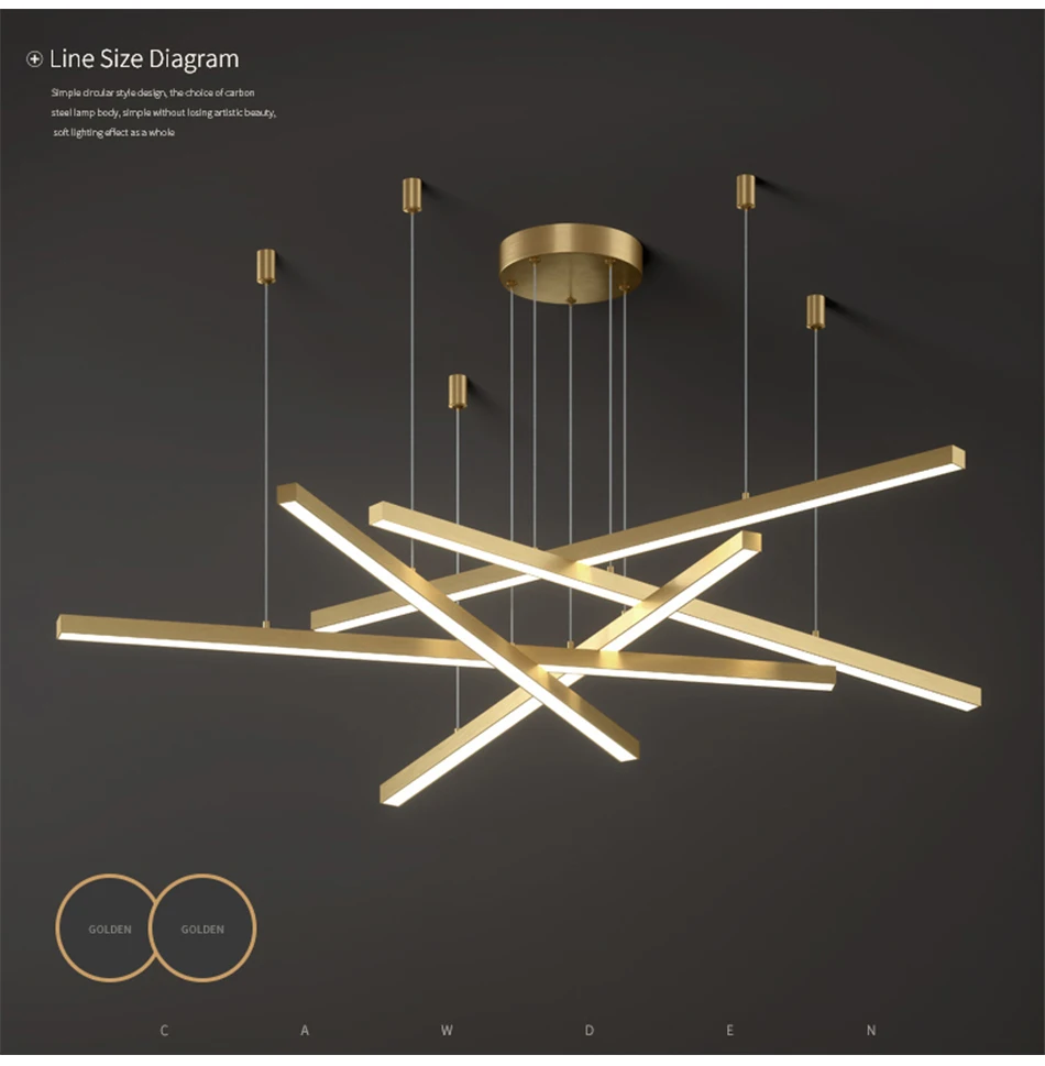 New Modern LED Chandelier Lighting Brief Gold Home Decoration Hanglamp Living Dining Room Light Fixtures Kitchen Island Lamp