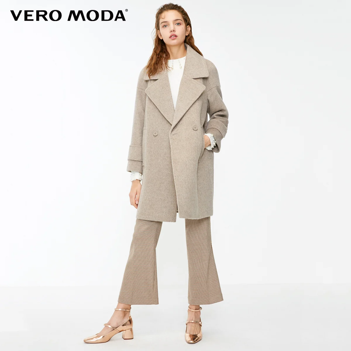 Vero Moda женское длинное шерстяное пальто с отворотом и открытыми плечами | 318327518