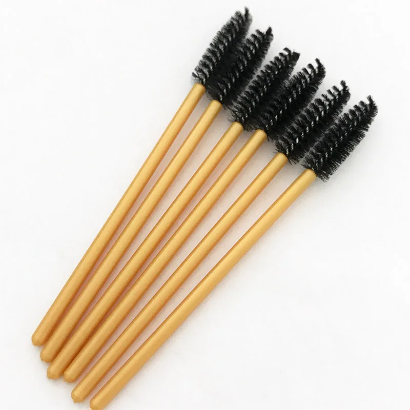golden 100PCS MIKIWI 100 шт. щетка для ресниц Макияж щеточки Одноразовые Тушь для ресниц палочки аппликаторы для ресниц косметические кисти инструменты для макияжа - Цвет: golden 100PCS