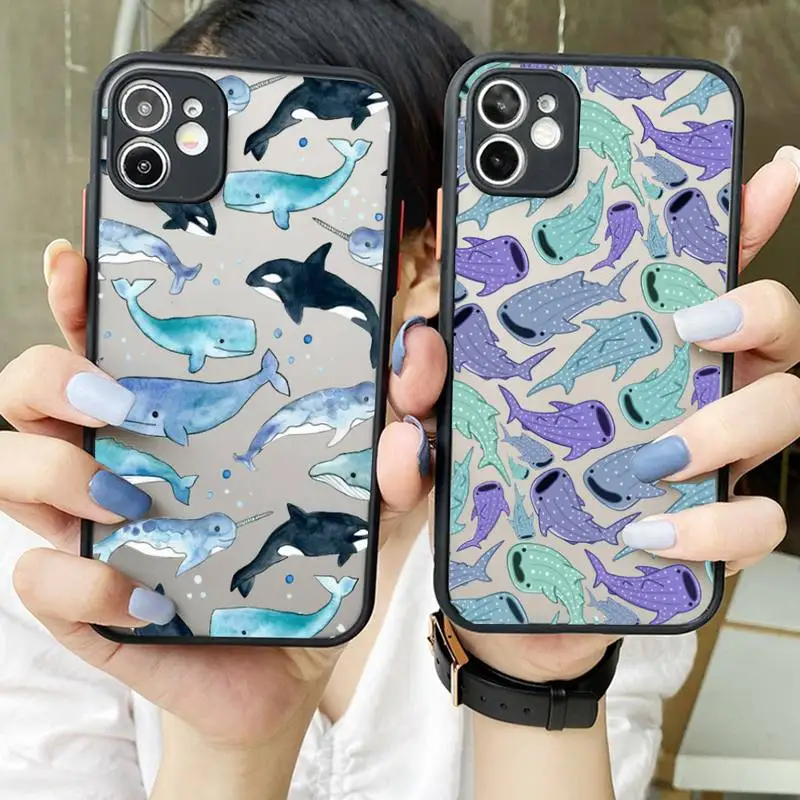 

Horror cartoon animal shark Phone Case matte transparent For iphone 7 8 11 12 13 plus mini x xs xr pro max cover