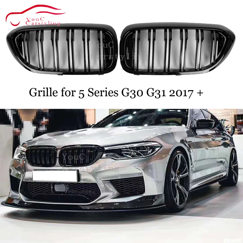 ABS углеродное волокно 1 slat/2 slat передний бампер решетка для BMW 5 серии G30 G31 F90 M5 2017 + 520i