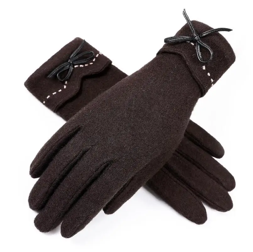 New 2 Black YRRETY, женские кашемировые перчатки для улицы, Осень-зима, женские теплые перевернутые рукавицы, хлопковые перчатки на запястье, однотонные женские шерстяные перчатки - Цвет: New 2 Black