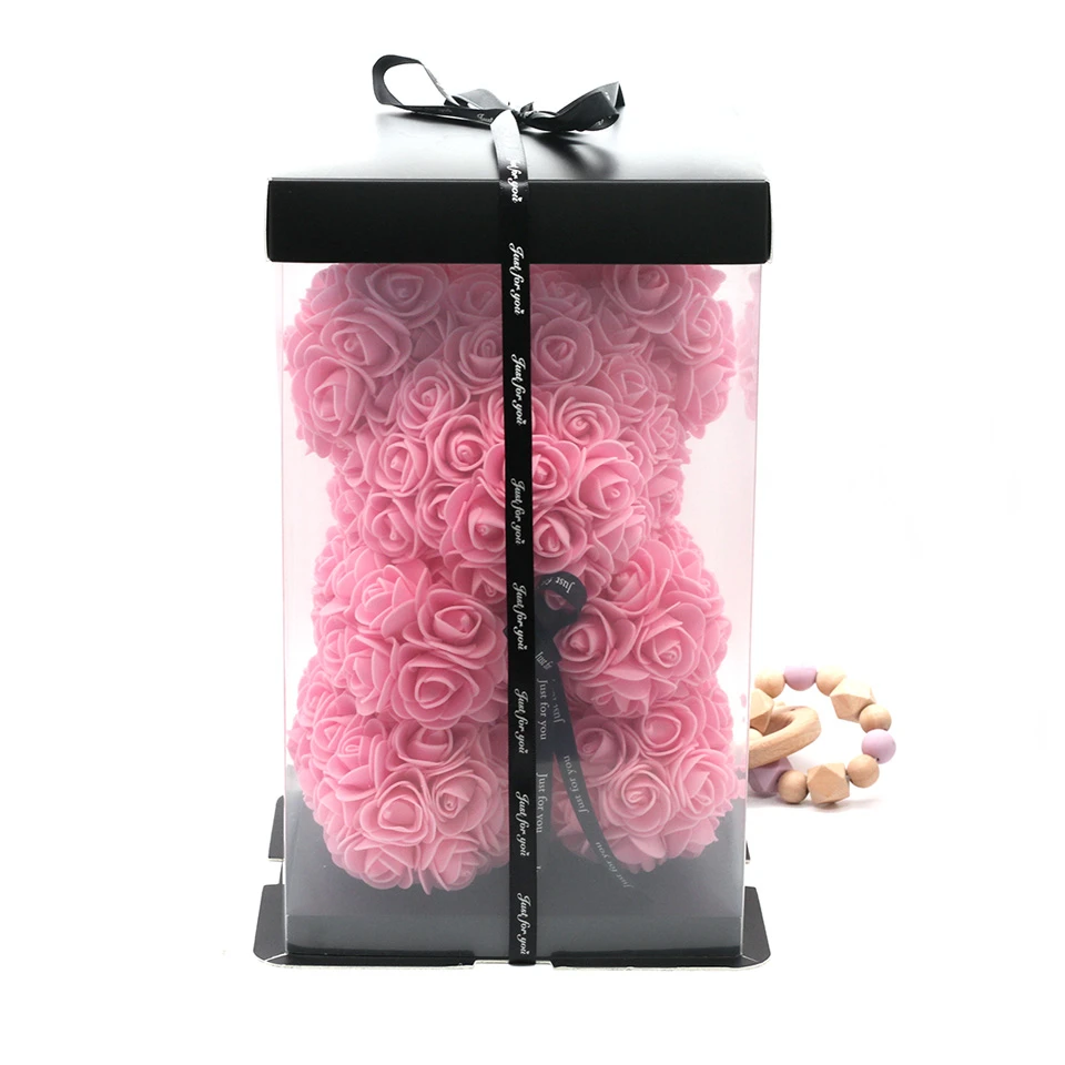 40cm pink with box Подарок на день Святого Валентина 40 см красная Роза плюшевый мишка цветок розы искусственное украшение Рождественские подарки для женщин подарок на день Святого Валентина - Цвет: 40cm pink with box